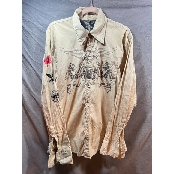Etnia Button Up Shirt Adult‎ Large Large Beige Long Sleeve Casual Mens. - Picture 1 of 8